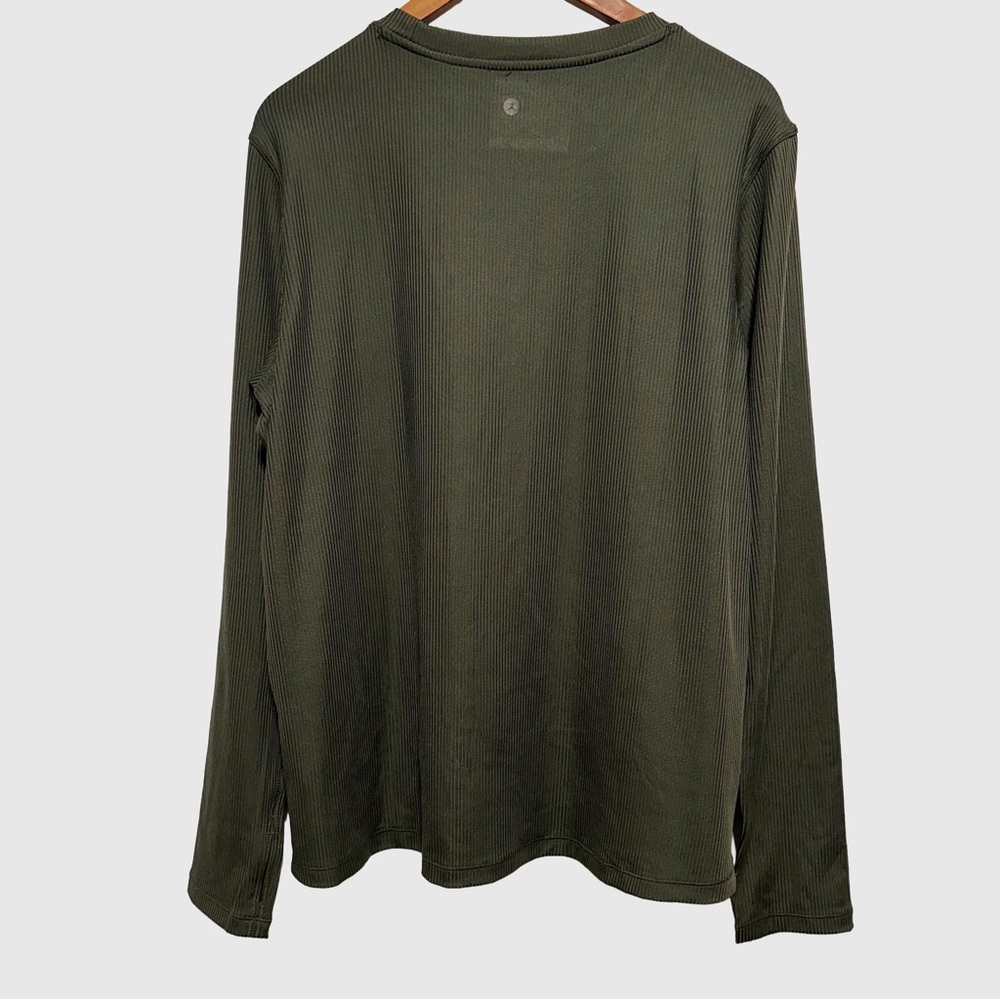 DANSKIN Olive Ribbed Shimmer Thumbhole Long Sleeve Athleisure Top XL - Picture 2 of 6